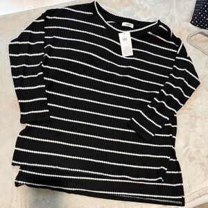 Cherish Black and White Striped Long Sleeve Top